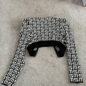 Chic Black and White Patterned Crop Top